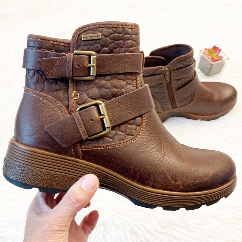 NEW BLONDO x Zappos  | Brown leather waterproof heel combat ankle boots women 6